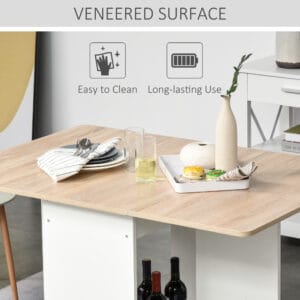 Dining Table Drop-Leaf Foldable Desk