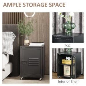 Homcom Bedside Table Mobile Black