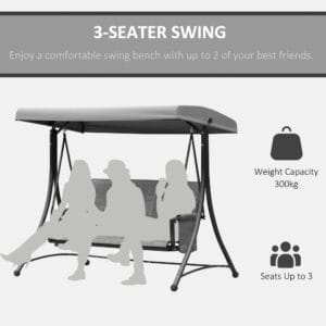 Outsunny 3 Seater Metal Swing Chair
