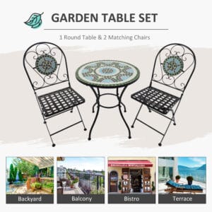 Outsunny 3pc Bistro Set Patio Furniture