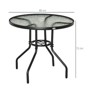 Round Dining Table Tempered Glass Top