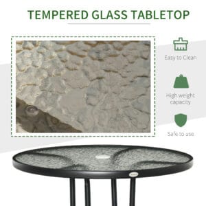 Round Dining Table Tempered Glass Top