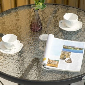 Round Dining Table Tempered Glass Top