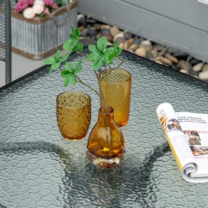 Outsunny Square Patio Table Tempered Glass Top