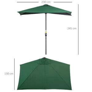 Outsunny Half Round Parasol 2.3m