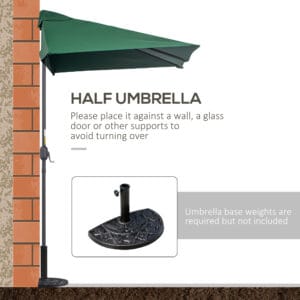 Outsunny Half Round Parasol 2.3m