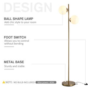 Homcom Floor Lamp Metal Pole Floor Switch