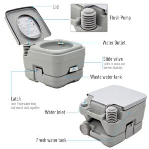 HOMCOM Travel Toilet Portable 10L