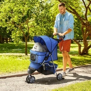 Pawhut Pet Stroller Pushchair w/ 3 Wheels