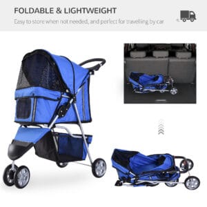 Pawhut Pet Stroller Pushchair w/ 3 Wheels