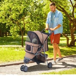 Pawhut Pet Stroller Pushchair 3 Wheels