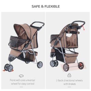Pawhut Pet Stroller Pushchair 3 Wheels