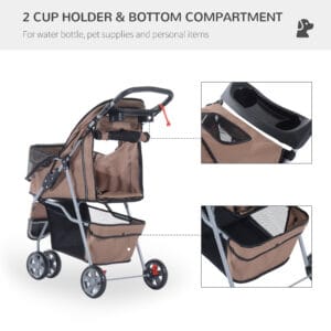 Pawhut Pet Stroller Pushchair 3 Wheels