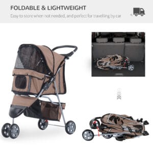 Pawhut Pet Stroller Pushchair 3 Wheels