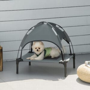 Pawhut Elevated Dog Bed Cooling w/Canopy