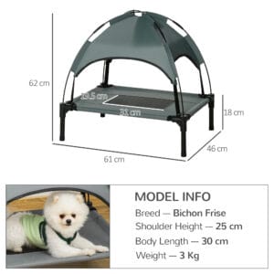 Pawhut Elevated Dog Bed Cooling w/Canopy