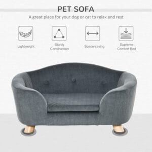 Pawhut Dog Sofa Couch for Small Dog Grey