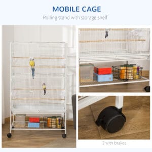Pawhut Large Bird Cage with Stand White Pawhut Large Bird Cage with Stand White