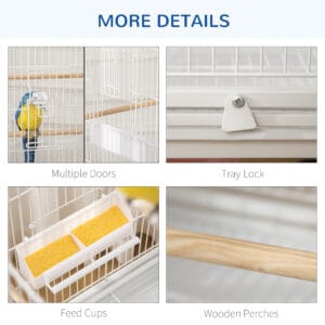 Pawhut Large Bird Cage with Stand White Pawhut Large Bird Cage with Stand White