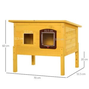 Pawhut Wooden Cat House Waterproof Roof
