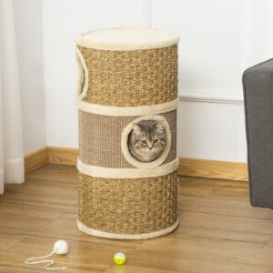 Pawhut Cat Barrel Tree Tower w/ Sisal Rope