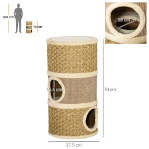 Pawhut Cat Barrel Tree Tower w/ Sisal Rope