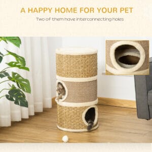 Pawhut Cat Barrel Tree Tower w/ Sisal Rope