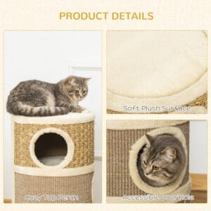 Pawhut Cat Barrel Tree Tower w/ Sisal Rope