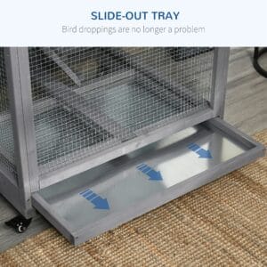 Pawhut Wooden Aviary w/ Wheels Tray