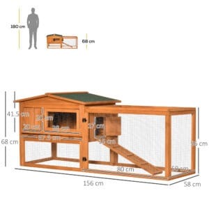 Pawhut Rabbit Hutch & Run w/ Ramp