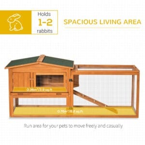 Pawhut Rabbit Hutch & Run w/ Ramp