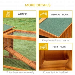 Pawhut Rabbit Hutch & Run w/ Ramp