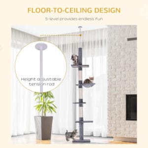 Pawhut Cat Tree Tower Scratching Post 5-Tier
