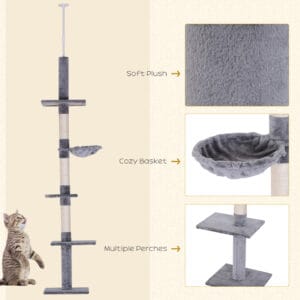 Pawhut Cat Tree Tower Scratching Post 5-Tier