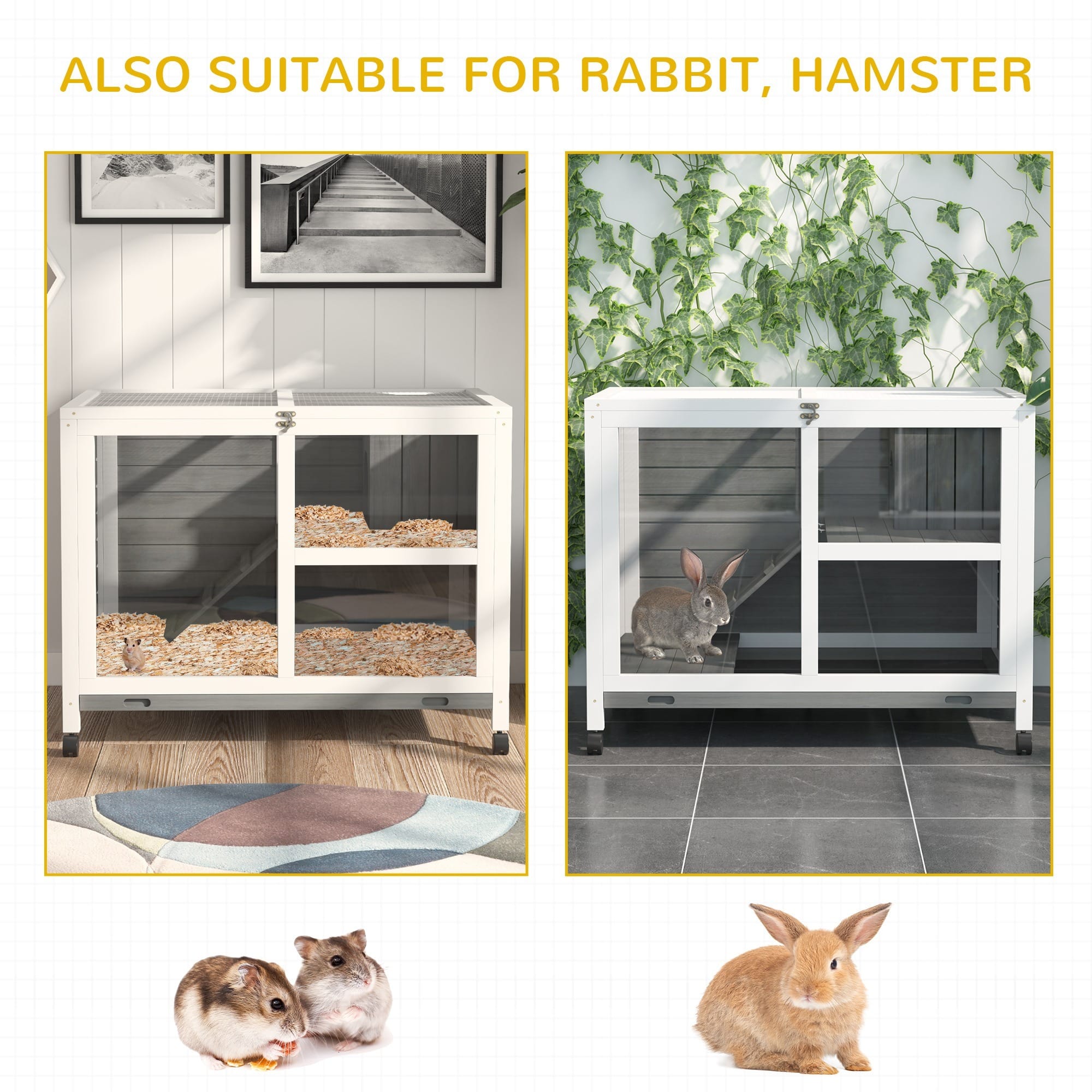 PawHut Wood Rabbit Hutch with Ramp PawHut Wood Rabbit Hutch with Ramp