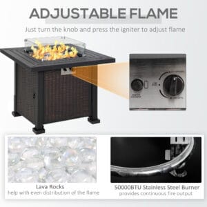 Outsunny Propane Gas Fire Pit Table