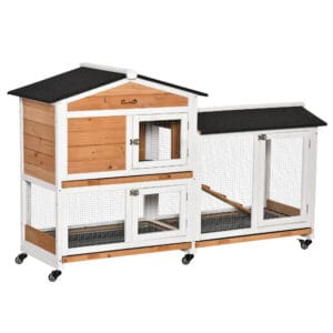 Pawhut Wooden Rabbit Hutch Guinea Pig Cage