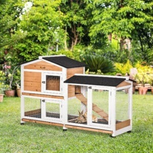 Pawhut Wooden Rabbit Hutch Guinea Pig Cage