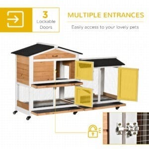 Pawhut Wooden Rabbit Hutch Guinea Pig Cage