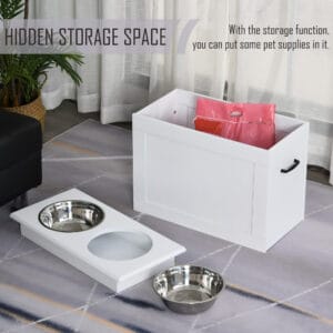 Pawhut Elevated Dog Bowls w/ Storage