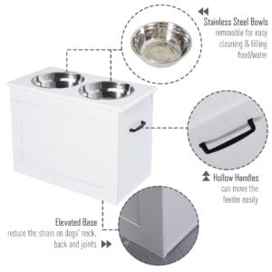 Pawhut Elevated Dog Bowls w/ Storage