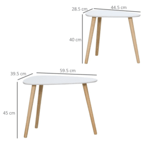 Nested Coffee Tables Set of 2 w/ Wood Legs