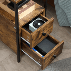 Slim Side Table w/ 2 Drawers & Shelf