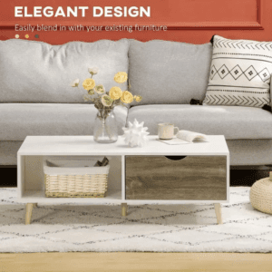 Coffee Table w/ Shelves & 2 Drawers