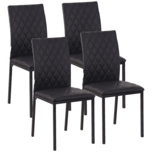 Dining Chairs Faux Leather Set of 4 Black