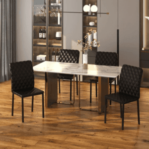 Dining Chairs Faux Leather Set of 4 Black