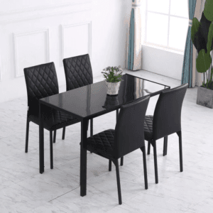 Dining Chairs Faux Leather Set of 4 Black