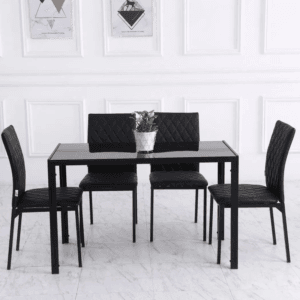 Dining Chairs Faux Leather Set of 4 Black