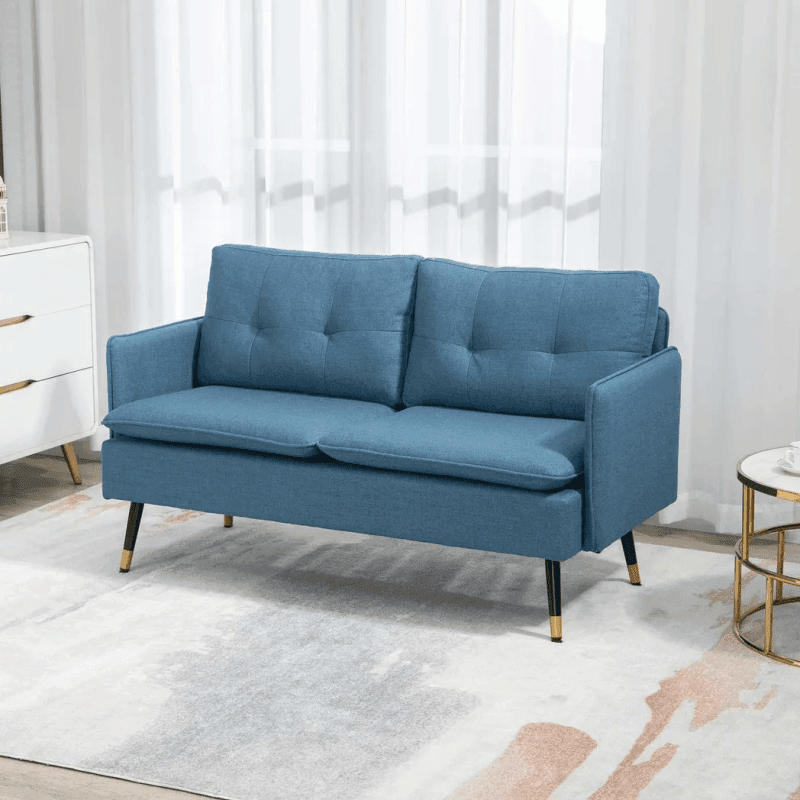 Homcom 2 Seater Sofas Button Tufted Blue Homcom 2 Seater Sofas Button Tufted Blue