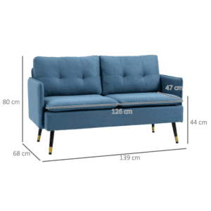 Homcom 2 Seater Sofas Button Tufted Blue Homcom 2 Seater Sofas Button Tufted Blue
